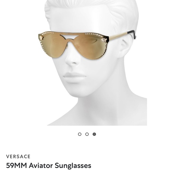 Versace Gold Aviator Sunglasses with Double Bridge